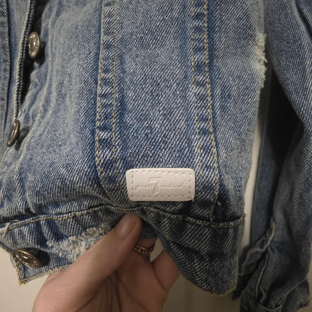 7 For All Mankind Denim Girls Distressed Jacket Size Medium